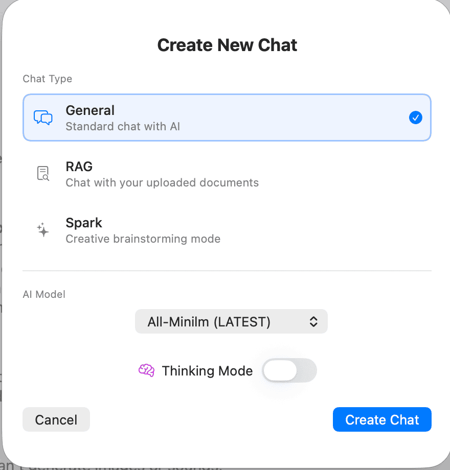 New session dialog